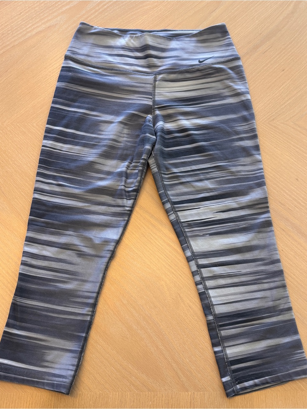 Nike Gray Striped Athletic Capris